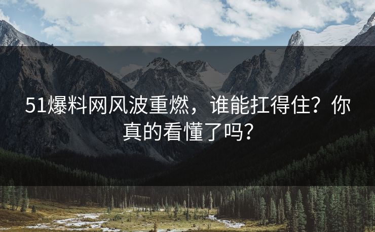 51爆料网风波重燃，谁能扛得住？你真的看懂了吗？